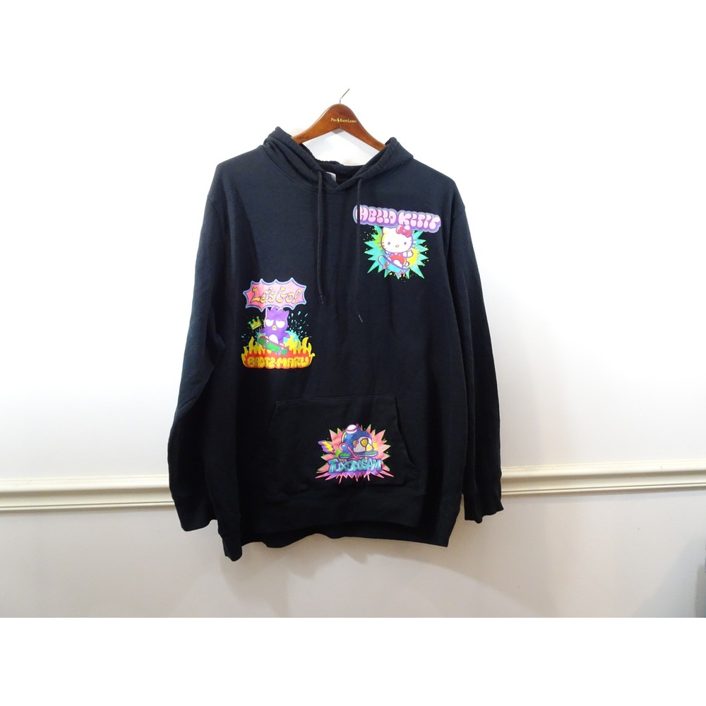 Sanrio Hello Kitty and Friends Hoodie Black Graffiti Badtz-Maru Tuxedosam 3XL
